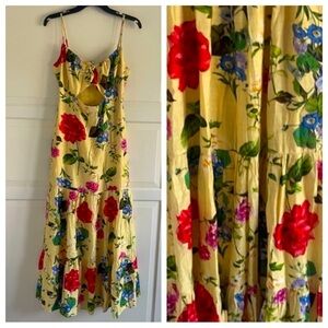 New! Express cutout tiered yellow floral print dress nwot 30946